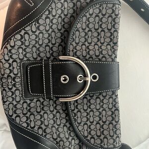 Coach Black and Gray Shoulder Bag with Elegant Design